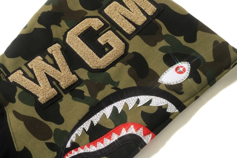 BAPE Swarovski Shark Full Zip Hoodie Black