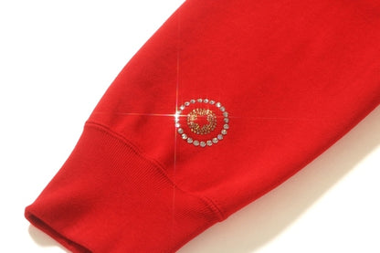 BAPE Swarovski Shark Full Zip Hoodie Red