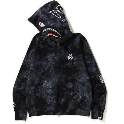 BAPE Tie Dye Shark Wide Full Zip Hoodie Black