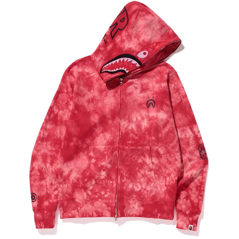 BAPE Tie Dye Shark Wide Full Zip Hoodie Red