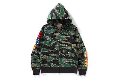 BAPE Tiger Camo Embroidery Shark Full Zip Hoodie Green