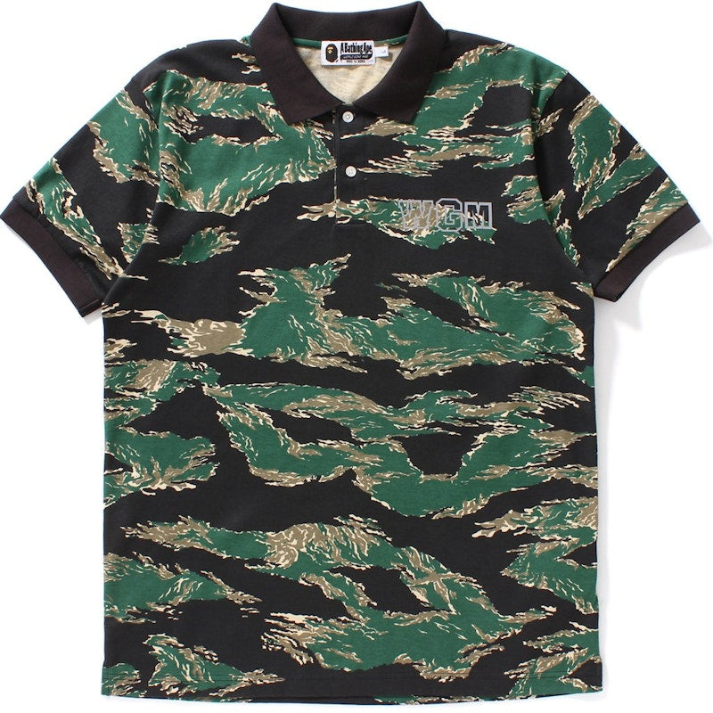 BAPE Tiger Camo Shark Polo Polo Green