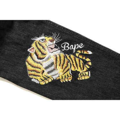 BAPE Tiger Embrodery Wide Denim Jacket Black