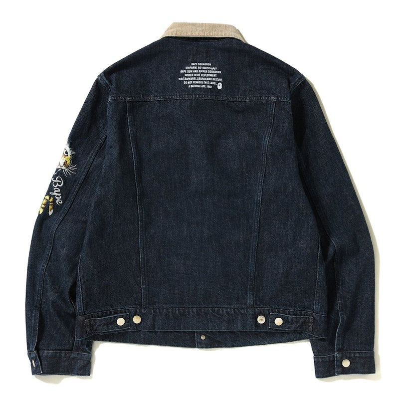BAPE Tiger Embrodery Wide Denim Jacket Indigo