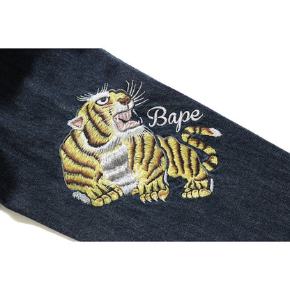BAPE Tiger Embrodery Wide Denim Jacket Indigo