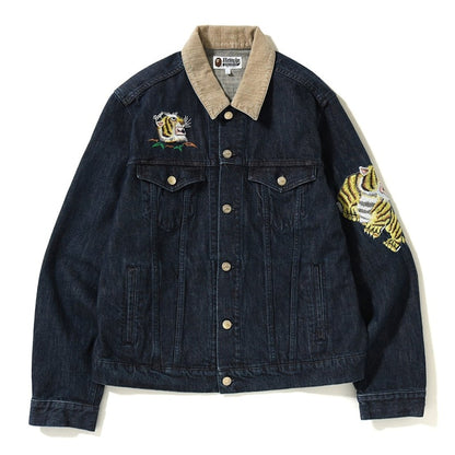 BAPE Tiger Embrodery Wide Denim Jacket Indigo