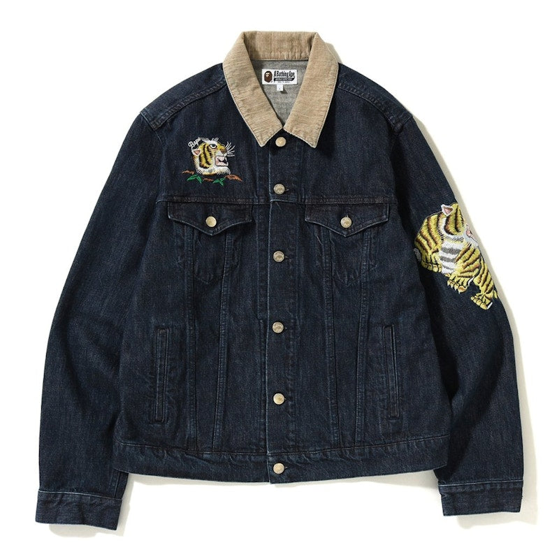 BAPE Tiger Embrodery Wide Denim Jacket Indigo