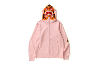 BAPE Tiger Full Zip Color Embroidery Hoodie Pink