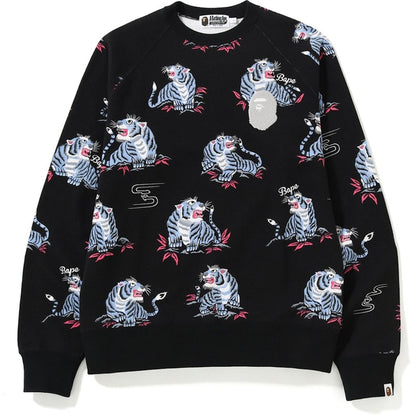 BAPE Tiger Pattern Crewneck Black