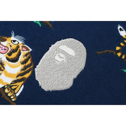 BAPE Tiger Pattern Crewneck Navy