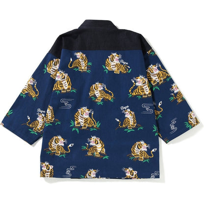 BAPE Tiger Pattern Kimono Shirt Navy