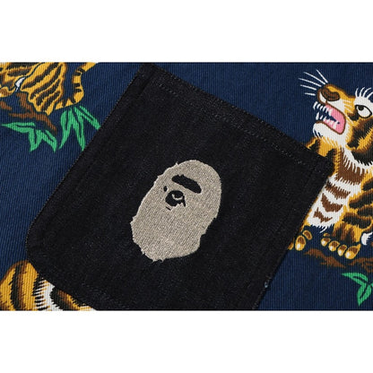 BAPE Tiger Pattern Kimono Shirt Navy
