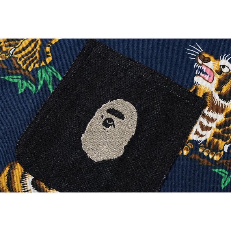 BAPE Tiger Pattern Kimono Shirt Navy