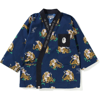 BAPE Tiger Pattern Kimono Shirt Navy