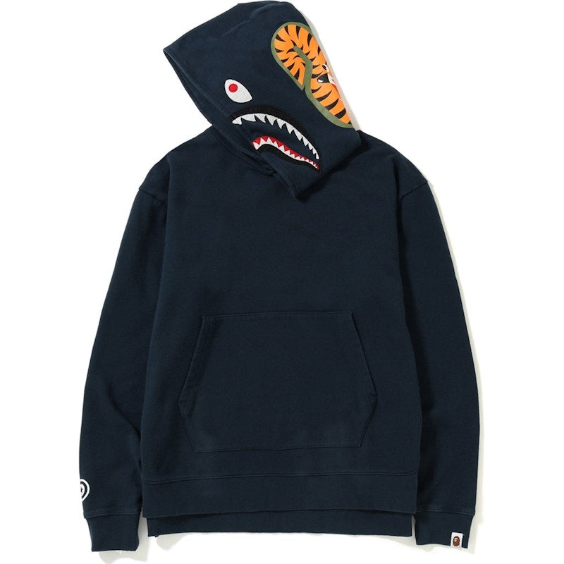 BAPE Vintage Wash Shark Wide Pullover Hoodie Navy
