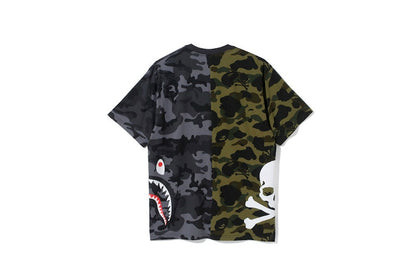 BAPE Vs Mastermind Skull Shark Split Camo Tee Green/Black