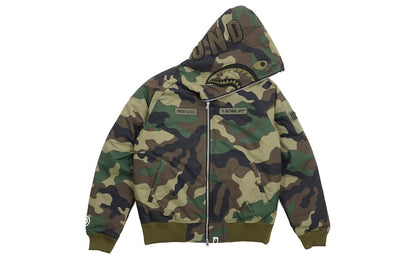 BAPE Undefeated Woodland Camo Shark Down Jacket Green