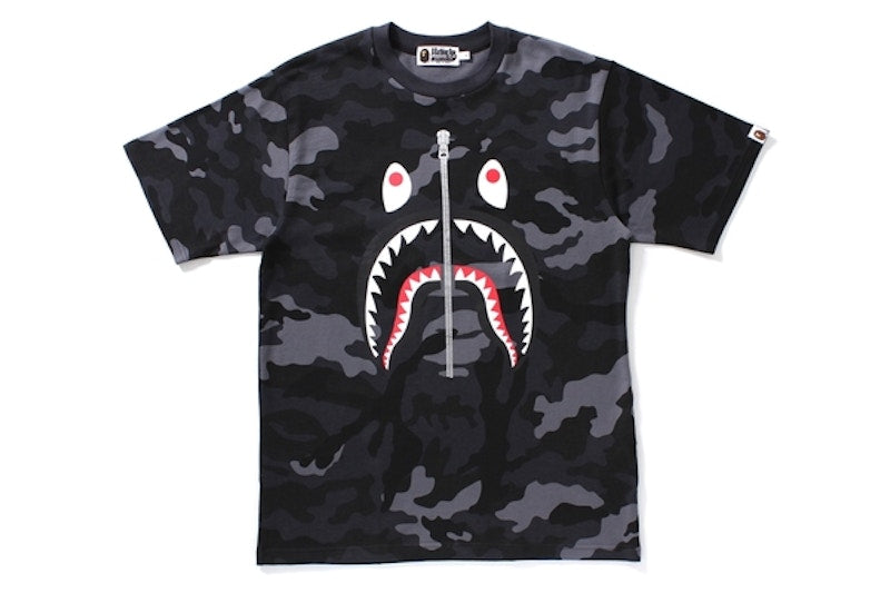 BAPE Woodland Camo Shark Tee Black