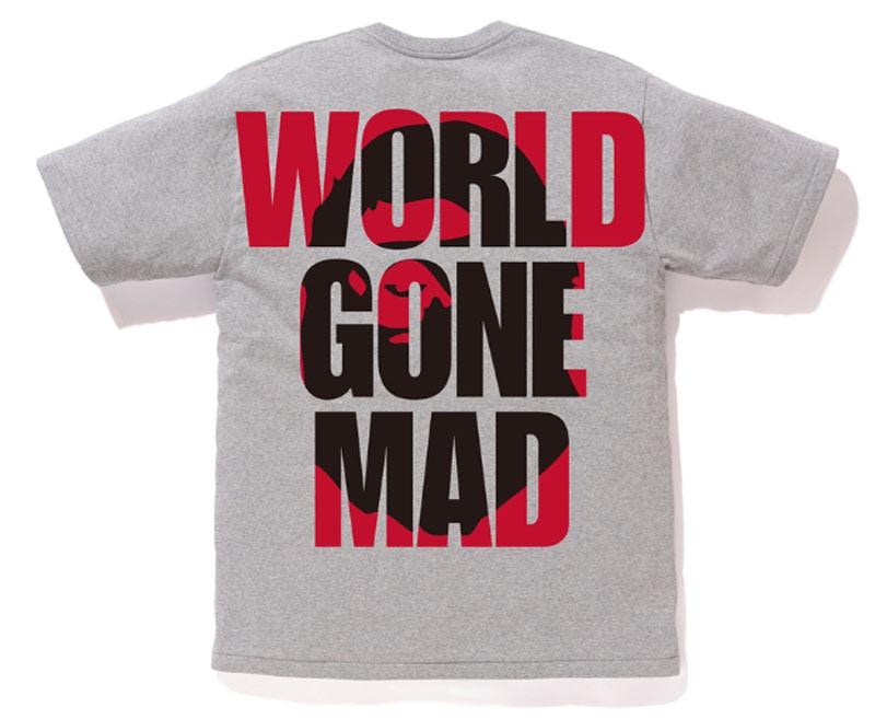BAPE World Gone Mad Overlap Tee Grey