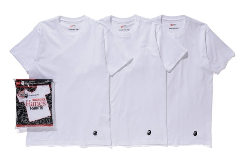 BAPE X Hanes T-shirts (3-Pack) White