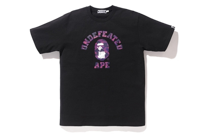 BAPE X Undefeated Color Camo College Tee Black