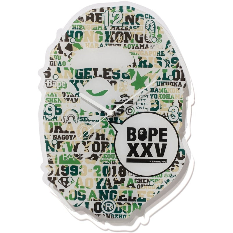 BAPE XXV Ape Head Clock Green
