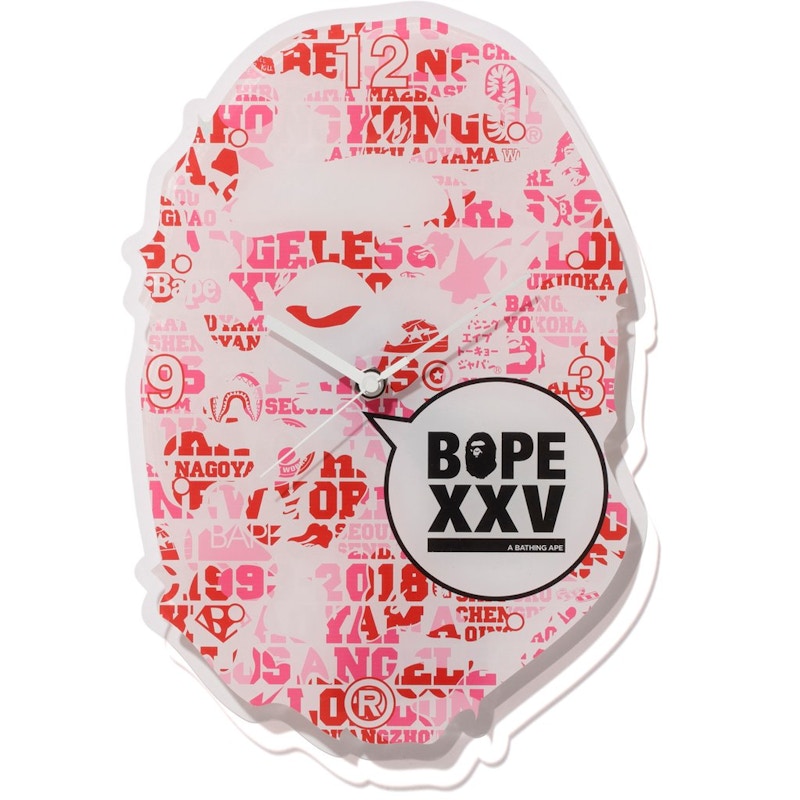 BAPE XXV Ape Head Clock Pink