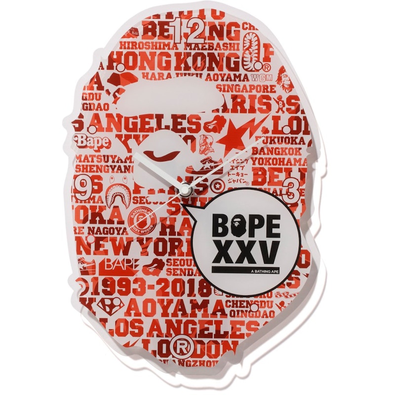BAPE XXV Ape Head Clock Red