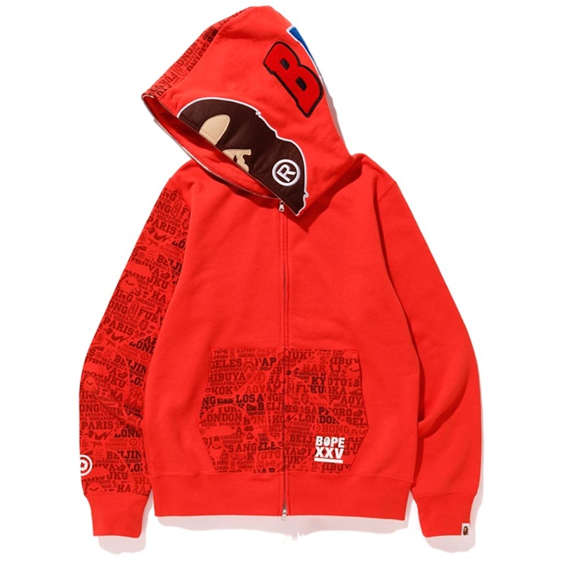 BAPE XXV Cities Camo 2nd Ape Full Zip Hoodie Red