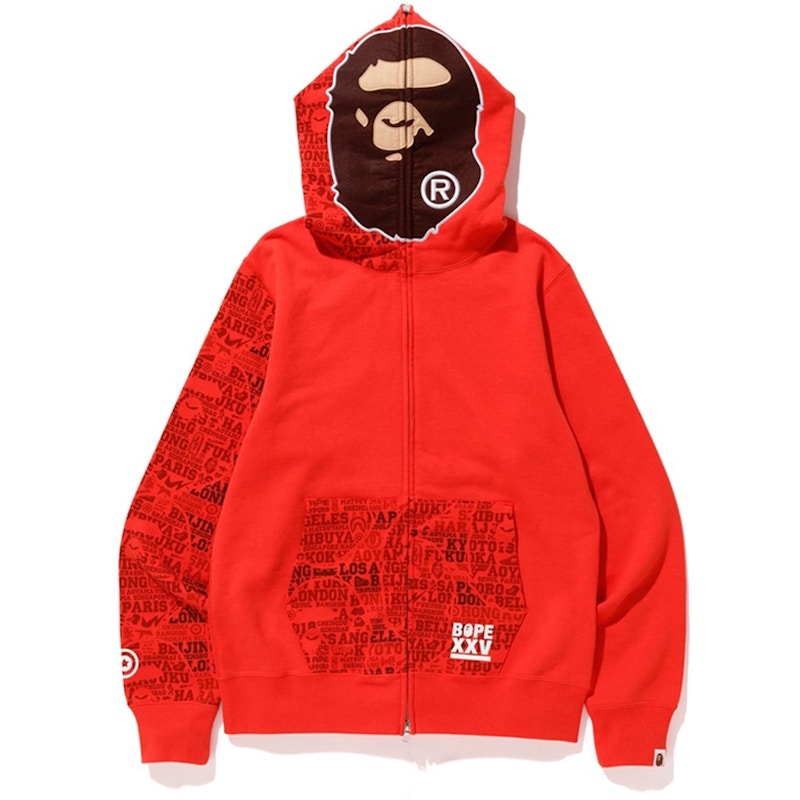 BAPE XXV Cities Camo 2nd Ape Full Zip Hoodie Red