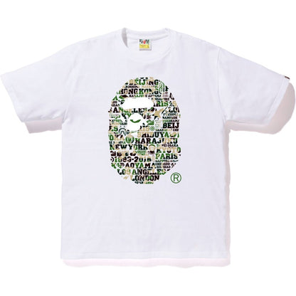 BAPE XXV Cities Camo Ape Head Tee White/Green