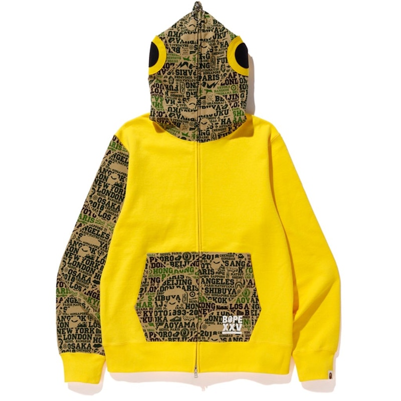 BAPE XXV Cities Camo Fish Full Zip Hoodie Yellow/Green