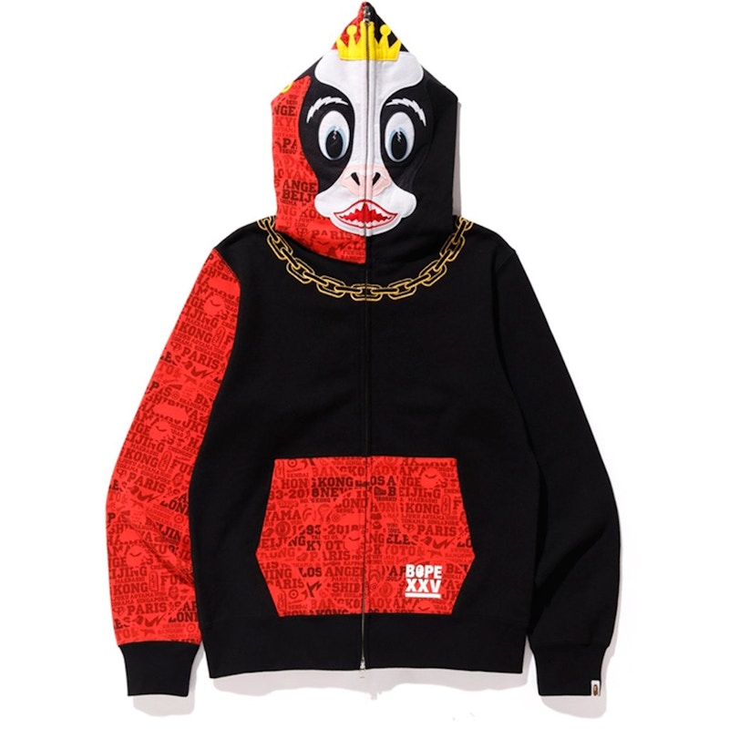 BAPE XXV Cities Camo Holstein Full Zip Hoodie Black/Red