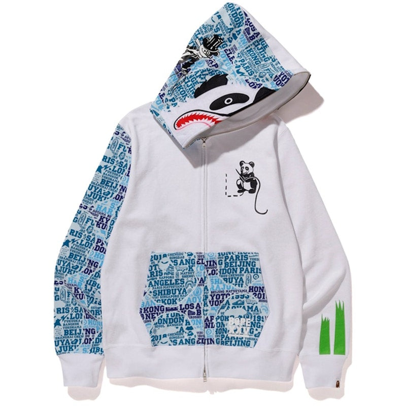 BAPE XXV Cities Camo Panda Full Zip Hoodie White/Blue