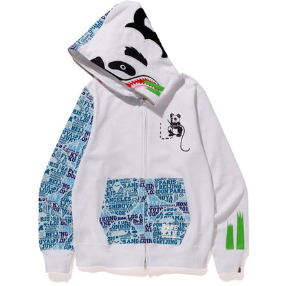 BAPE XXV Cities Camo Panda Full Zip Hoodie White/Blue
