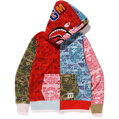 BAPE XXV Cities Camo Shark Full Zip Double Hoodie Multi