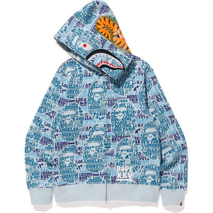BAPE XXV Cities Camo Shark Full Zip Hoodie Blue