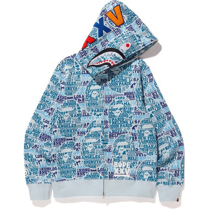 BAPE XXV Cities Camo Shark Full Zip Hoodie Blue