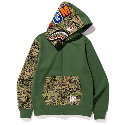 BAPE XXV Cities Camo Shark Full Zip Hoodie (FW18) Green
