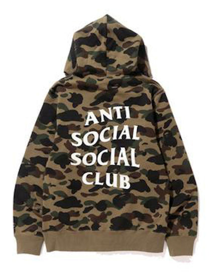 BAPE x Anti Social Social Club 1st Camo Pullover Hoodie (FW19) Green Camo