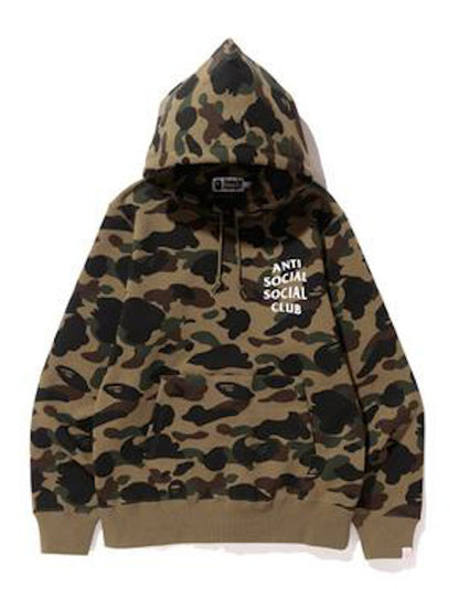 BAPE x Anti Social Social Club 1st Camo Pullover Hoodie (FW19) Green Camo