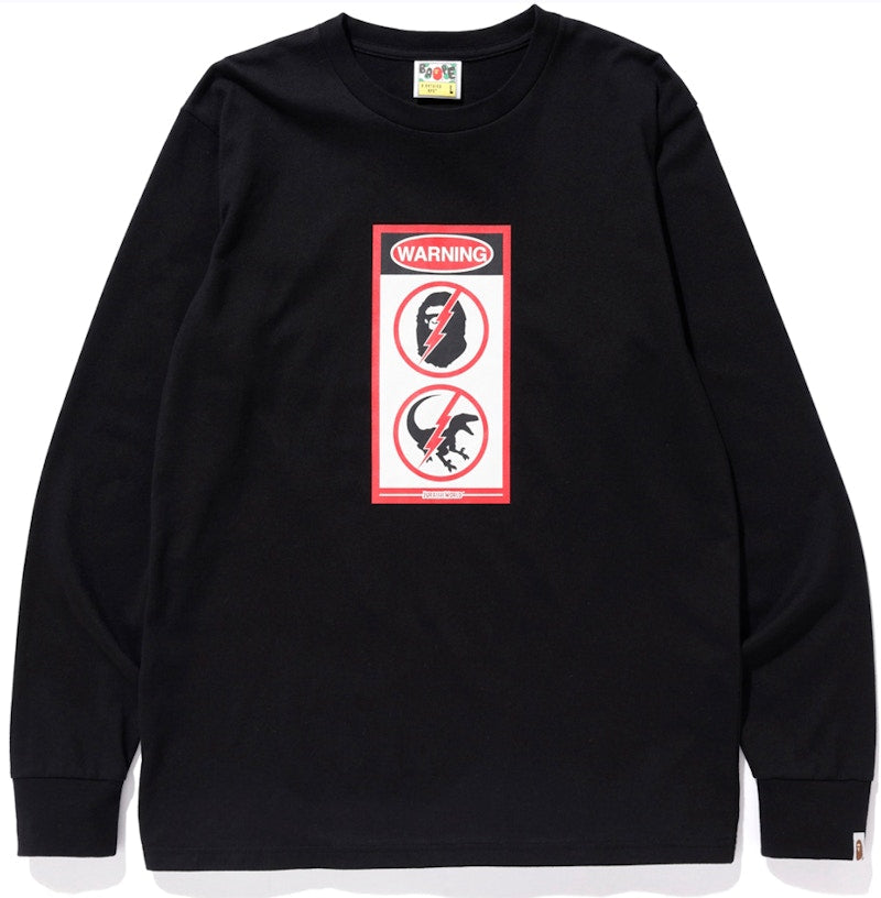 BAPE x Jurassic World Warning Long Sleeve Tee Black