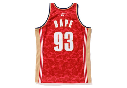 BAPE x Mitchell & Ness Cavs ABC Basketball Swingman Jersey Burgundy