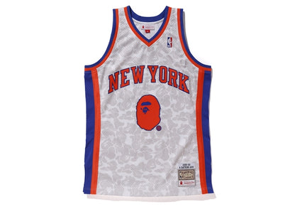 BAPE x Mitchell & Ness Knicks ABC Basketball Swingman Jersey White