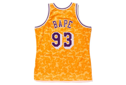 BAPE x Mitchell & Ness Lakers ABC Basketball Swingman Jersey Yellow