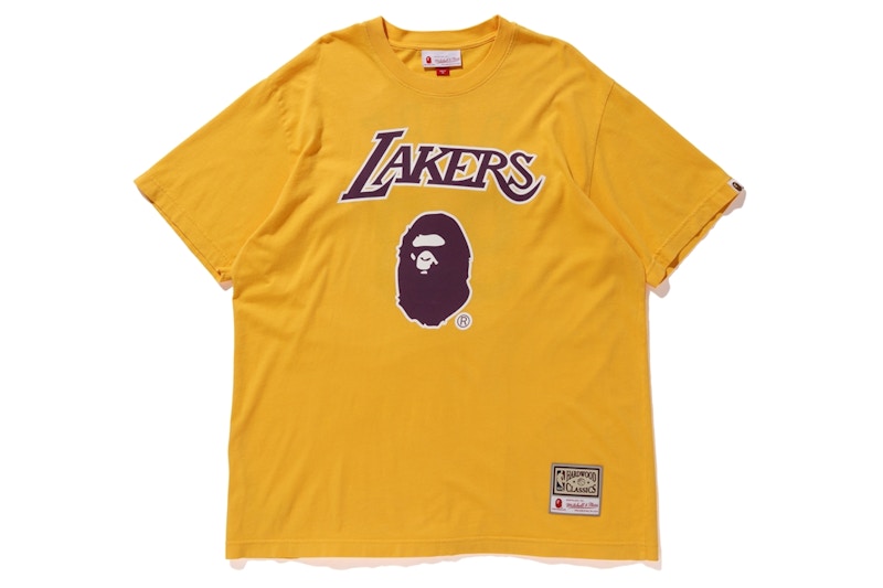 BAPE x Mitchell & Ness Lakers Tee Yellow