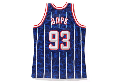 BAPE x Mitchell & Ness Rockets ABC Basketball Swingman Jersey Navy