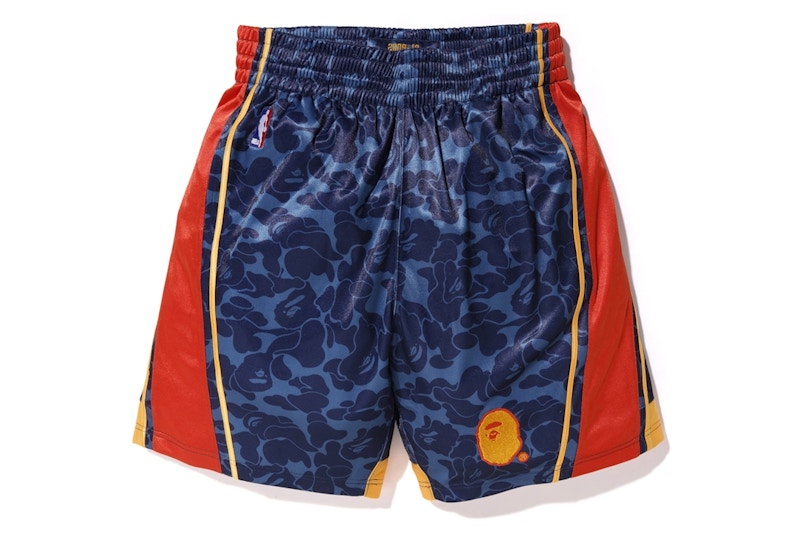 BAPE x Mitchell & Ness Warriors ABC Basketball Authentic Shorts Navy