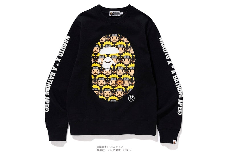 BAPE x Naruto Ape Head Crewneck Black