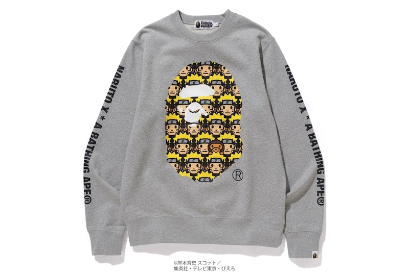 BAPE x Naruto Ape Head Crewneck Grey